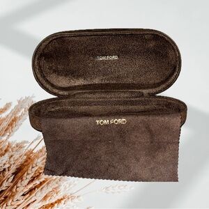 Tom Ford Brown Glasses Case Sleek Suede Design